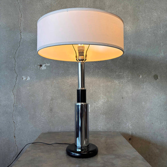 Vintage Chrome & Black Lacquered Table Lamp