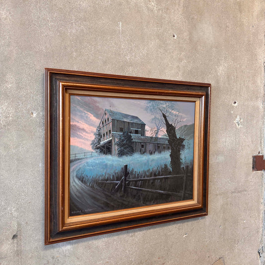 Vintage Framed Abandoned Barn Artwork By Edward O. Miller