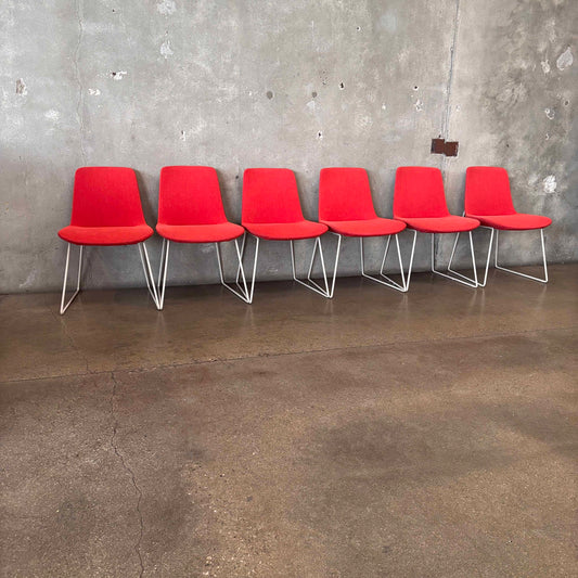 Set of Six Poliform Custom Upholstery Dining Chairs