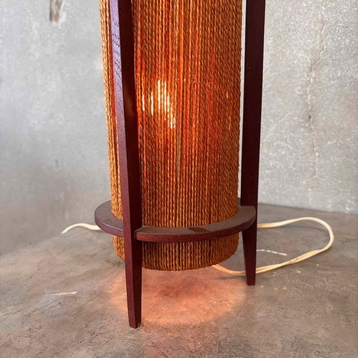 Danish Modern Teak & Jute Table Lamp By Fog & Morup