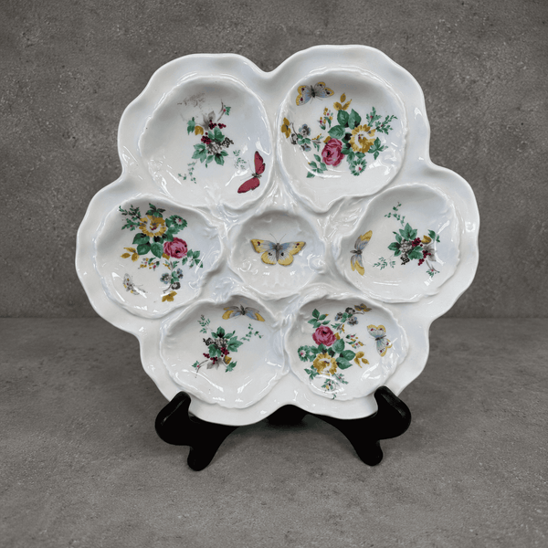 Antique Limoges Floral & Butterfly Oyster Plate