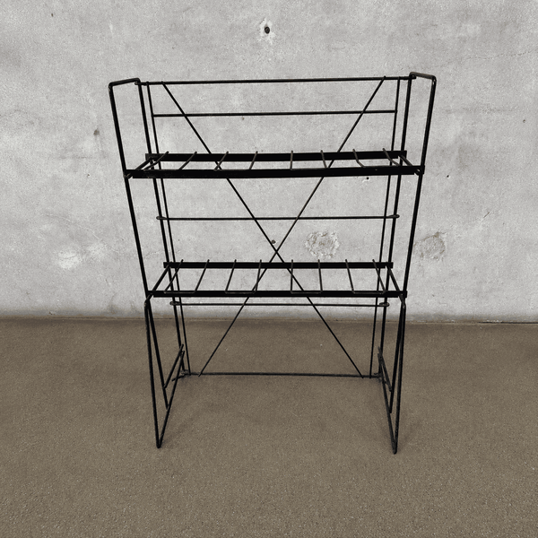 Classic Vintage Mid Century Black Wire Folding Storage Rack