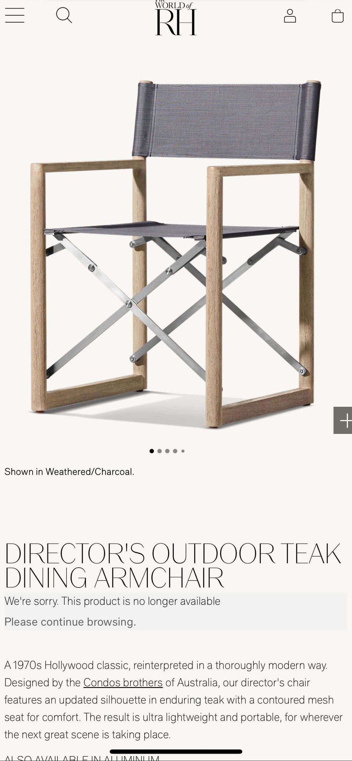 Director's Outdoor Teak Dining Armchair by Condos Brothers for Restoration Hardware #6