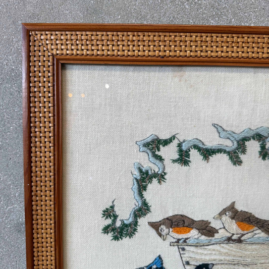 Vintage Crewel Bird Art