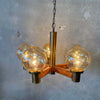 Mid Century Modern Five Light Smoked Glass Ball Chandelier