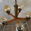Mid Century Modern Five Light Smoked Glass Ball Chandelier
