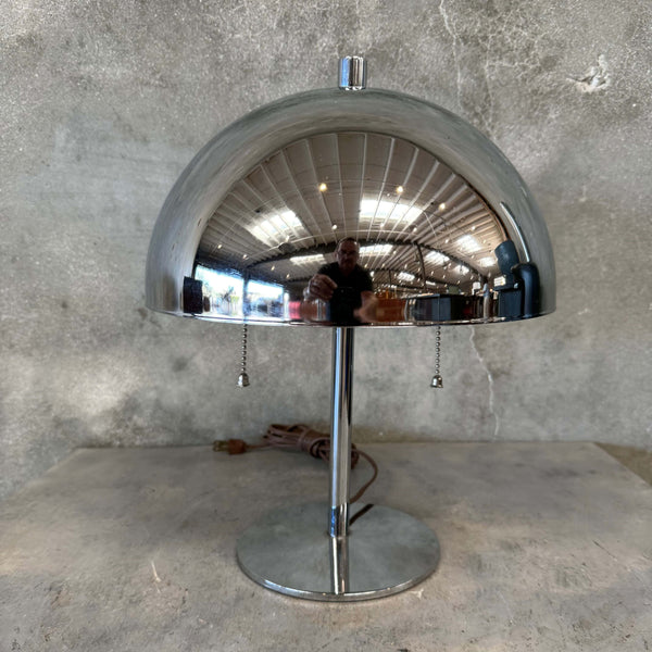 Mid Century Modern Chrome Dome Mushroom Table Top Lamp