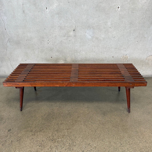 Walnut 50s Slat Bench