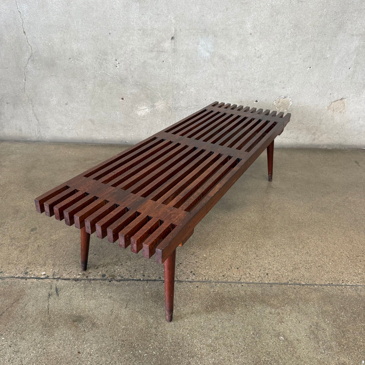 Walnut 50s Slat Bench