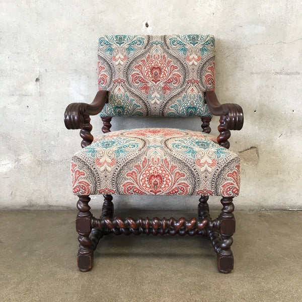 Antique English Oak Barley Twist Arm Chair #2
