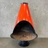 Vintage Mid Century Modern Orange Porcelain Enamel Finish Conical Fireplace