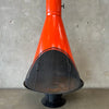 Vintage Mid Century Modern Orange Porcelain Enamel Finish Conical Fireplace