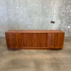 Mid Century Tambour Door Credenza with Bar Hutch