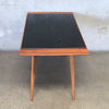 Mid Century Coffee Table with Black Glass Top