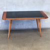 Mid Century Coffee Table with Black Glass Top
