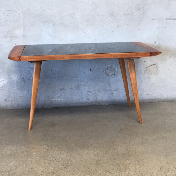 Mid Century Coffee Table with Black Glass Top