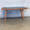 Mid Century Coffee Table with Black Glass Top