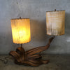 1950's Chalkware Mid Century Two light Abstract Lamp