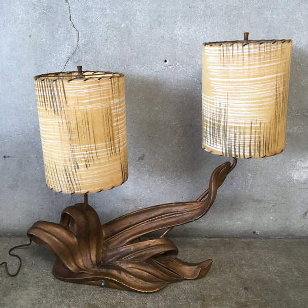 1950's Chalkware Mid Century Two light Abstract Lamp