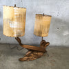 1950's Chalkware Mid Century Two light Abstract Lamp