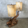 1950's Chalkware Mid Century Two light Abstract Lamp