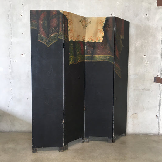 Vintage Four Panel Room Divider Folding Screen