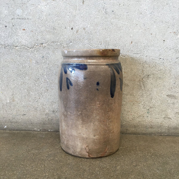 Antique Salt Glaze Stoneware Crock Cobalt Detail Product Image
