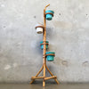 1940s-1950s Rattan Plant Stand with Four Bauer Pots