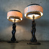 Pair of Modeline 1940's - 1950's Figural Lamps with Custom Shades