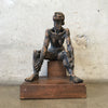 Mid Century Brutalist Ceramic / Wood Sculpture of a Woman by LK 62'