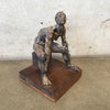 Mid Century Brutalist Ceramic / Wood Sculpture of a Woman by LK 62'