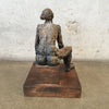 Mid Century Brutalist Ceramic / Wood Sculpture of a Woman by LK 62'