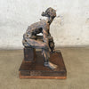 Mid Century Brutalist Ceramic / Wood Sculpture of a Woman by LK 62'