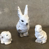 Vintage Three Piece Cement Rabbit Family
