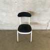 Vintage Black And White Metal Rolling Industrial Desk Chair