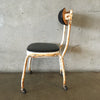 Vintage Black And White Metal Rolling Industrial Desk Chair