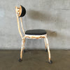 Vintage Black And White Metal Rolling Industrial Desk Chair