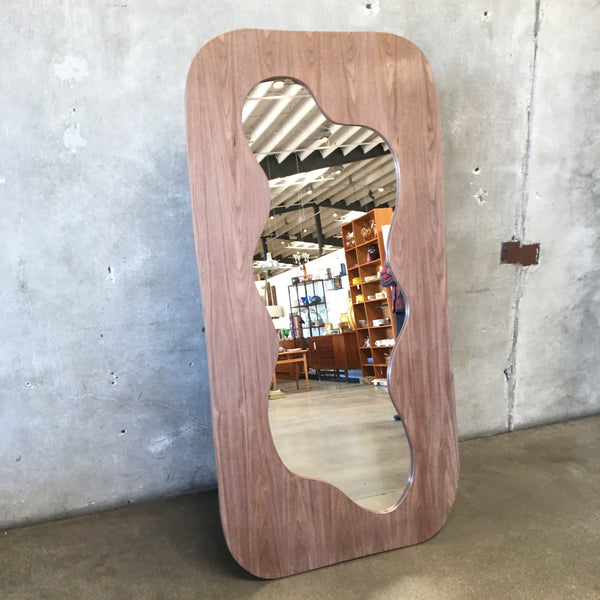 Hand Crafted Walnut Wood Floor Mirror