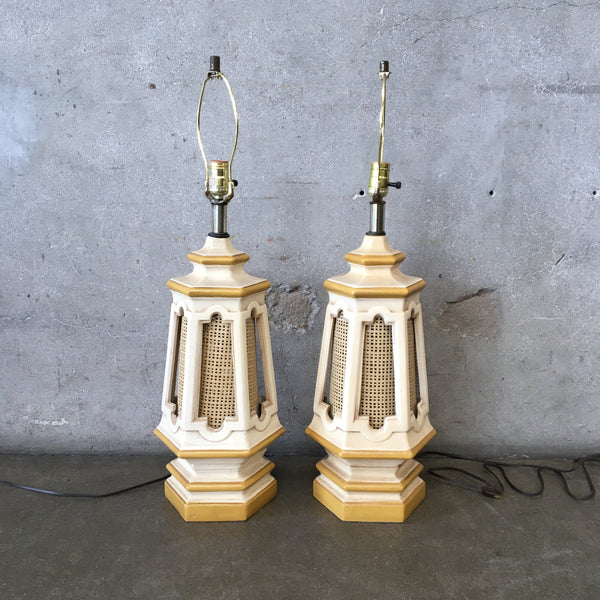 Pair of Mid Century Ceramic Swag Table Lamps