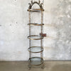 Round Hollywood Regency Four-Level Glass Shelf Etagere