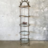 Round Hollywood Regency Four-Level Glass Shelf Etagere