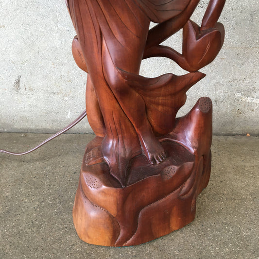 Vintage Rosewood Sculpture Lamp