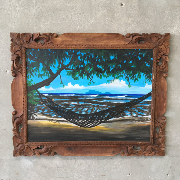 Original Painting On Tiki Wood Framed