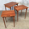 Set Of Three Vintage Mid Century Nesting Tables With Cut Handle Detail