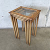 Set Of Three Vintage French Nesting Tables With Glass Insert