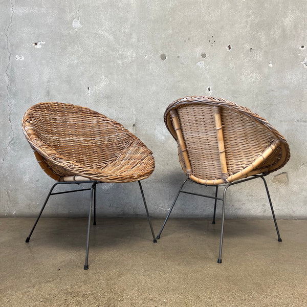 Vintage Pair of Wicker Hoop Chairs