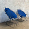 Vintage Mid Century Nautical Iron & Canvas Rocking Chairs