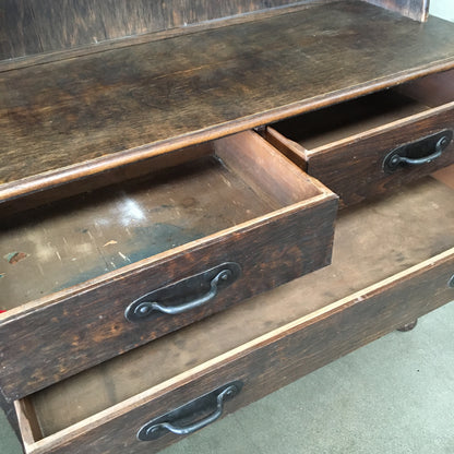 Large Old Wood Sunburst Monterey Furniture Hutch