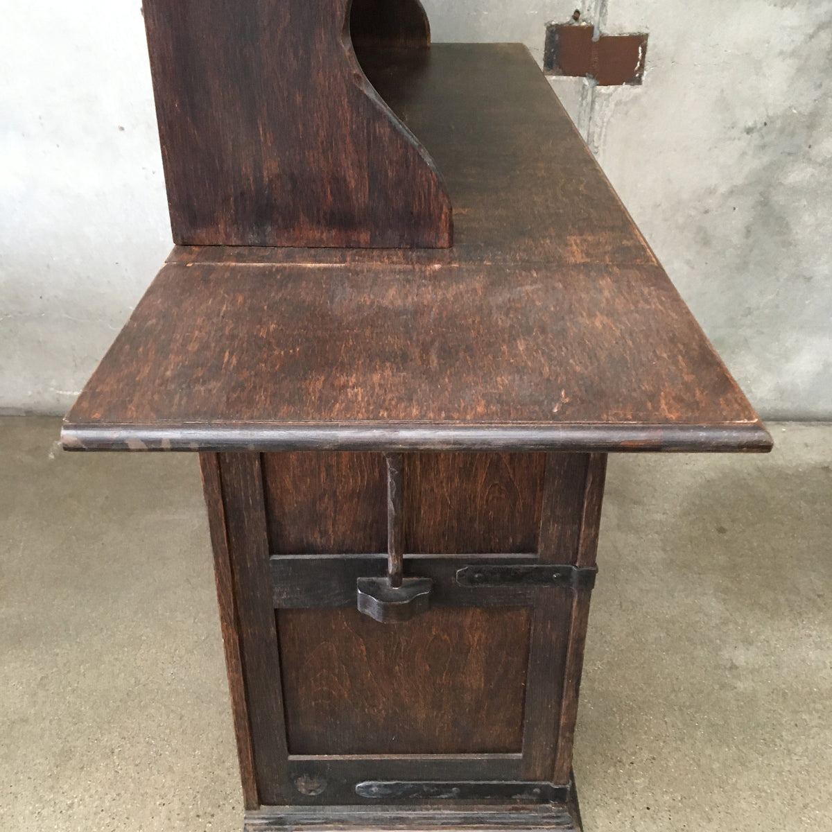 Large Old Wood Sunburst Monterey Furniture Hutch