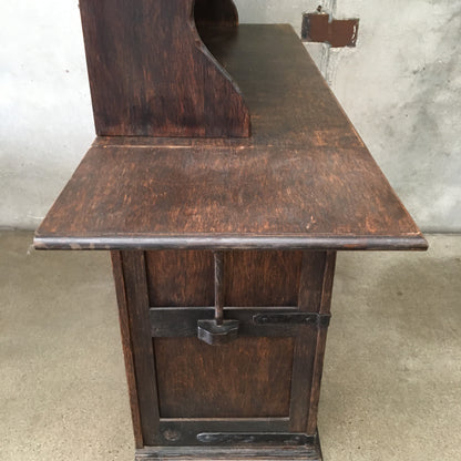 Large Old Wood Sunburst Monterey Furniture Hutch